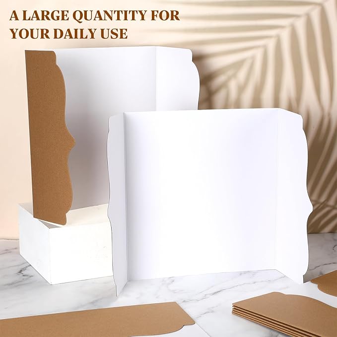 50 Pcs 12 x 20 Inch Trifold Poster Board Bulk Corrugated Science Fair Project Board Display White Presentation Paperboard Trifold Display Paperboard for School Project Business Presentation