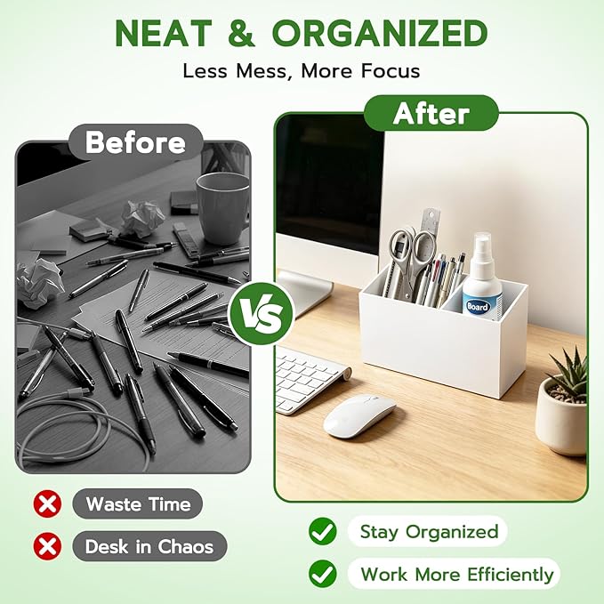 MR.MATE Magnetic Pen Holder, Magnetic Dry Erase Marker Holder for Whiteboard, Non-Slip Pencil Cup Holders for Fridge, Magnet Locker Organizer for Office Classroom Desk Accessories (White)