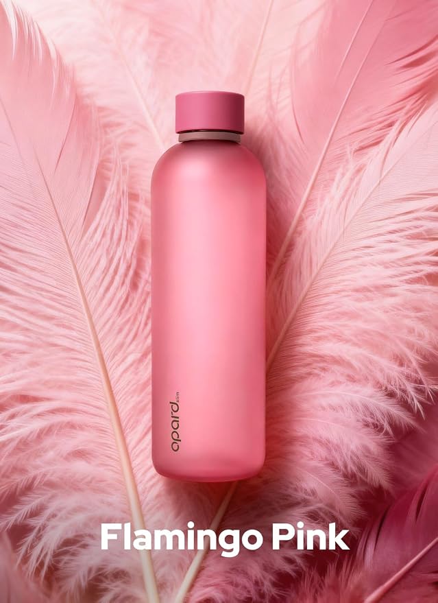 Opard Slim Water Bottle 27oz, Dishwasher Safe Plastic Water Bottle BPA-Free, Leakproof Screw Top, Flamingo Pink, Reusable for Travel School Sport Gym Hiking