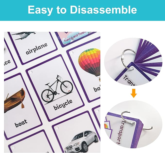 Lilias Transportation Flash Cards, Toddler Learning Toys, Preschool Learning Toys, Homeschool Supplies, Learning Supplies for Kindergarten, 4.3 X 3.14 Inch, 22 Cards in Set,WC011