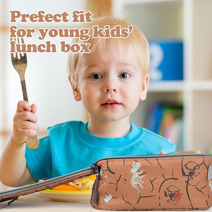 CaCTOUR Lunch Box Kids,Premium Insulated Lunch Bag for Girls Boys,Soft Bag Mini Cooler Back to School Thermal Reusable Lunch Bag for Work School Picnic (Brown Dino