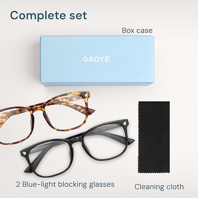 Gaoye Eyewear Frames for Men - Blue Light Blocking Square Glasses, Anti UV Ray Computer Gaming, Blue Blockers for Women