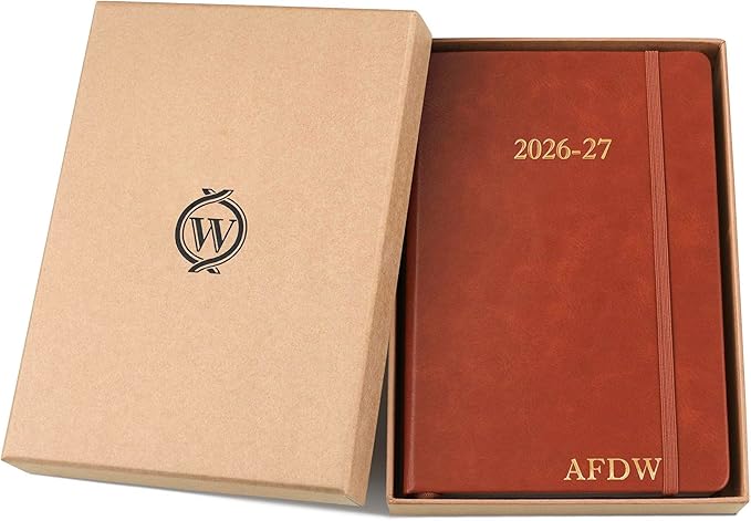 Wykeham's Executive 2026-27 Daily Journal Planner – Customization Available – Mid-Year Academic Diary – July 2026 to June 2027 (Personalized Brown, 8.5"×5.5")
