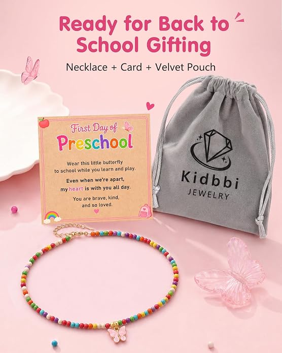 Butterfly Necklace First Day Of Preschool Kindergarten Gift For Girl