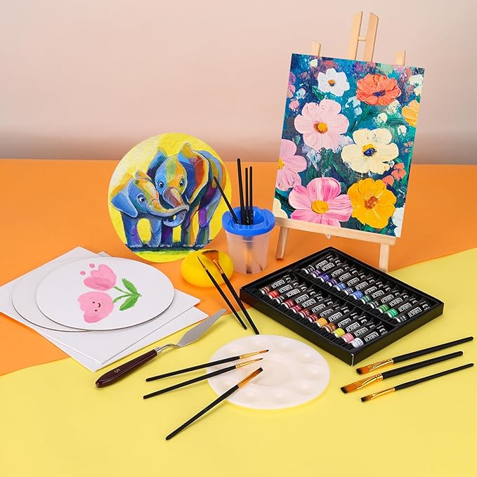 Acrylic Paint Set,57 PCS Professional Painting Supplies with Paint Brushes, Acrylic Paint, Easel, Canvases, Painting Pads,Palette, Paint Knife, Brush Cup and Art Sponge for Hobbyists and Beginners