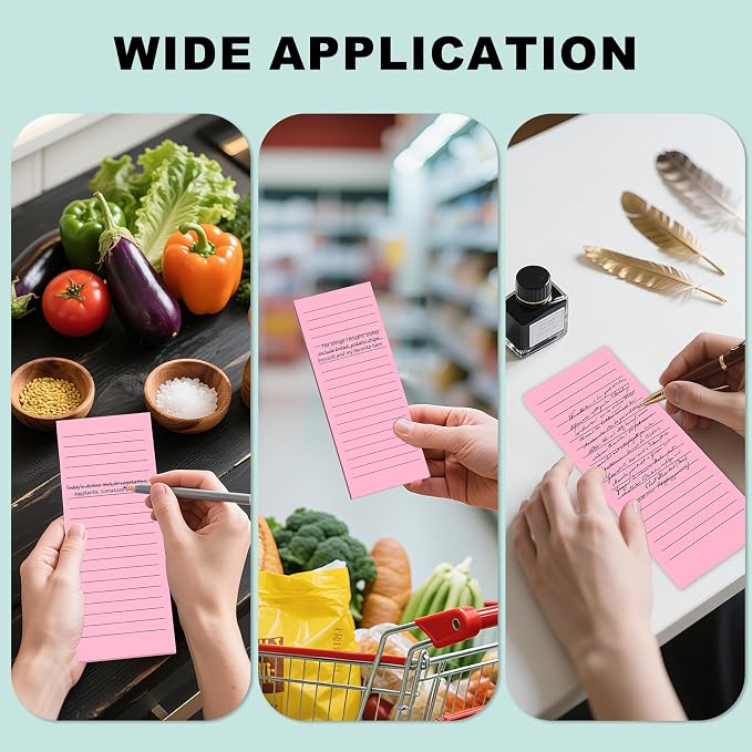 Magnetic Notepads Note Pads for Fridge with Full Magnet Back, 180 Sheets Pink Lined Refrigerator Notepad, 30 Sheets Per Pad for Grocery List, Shopping List, Office, Home, To-Do Lists & Memos