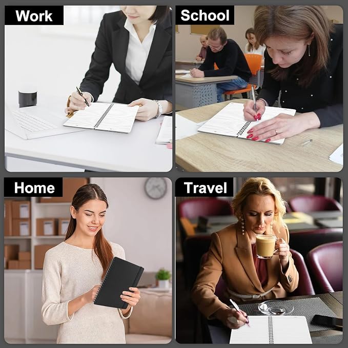 Utron Spiral Notebook For Women & Men, 2PCS Spiral Journal Notebooks, 5.9 x 8.3” College Ruled Notebook For Work Notes, Journal Writing, And Daily Life Entries (Black) (Pack of 3)