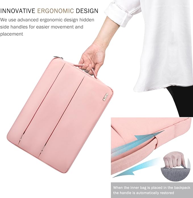 Voova 15.6 16 Inch Laptop Sleeve Case Compatible with MacBook Pro 16 M1/M2/M3/M4 Max 2019-2025, 15.6-16” Hp Lenovo Acer Asus, Waterproof Slim Computer Bag Cover with Handle, Pink
