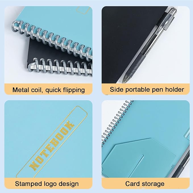 Reusable Erasable Notebook with Thick Coil Binding - Write, Erase, and Rewrite Easily - Sketching, and Note-Taking in Office, School, and Home - Eco-Friendly and Durable Dry Erase Notebook (Pink,A4)