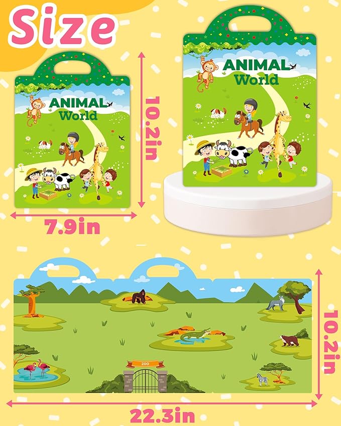 Benresive Reusable Sticker Book for Toddlers & Stickers for Kids, Toddler Travel Toys, Craft Activities, Boys & Girls Birthday Gifts