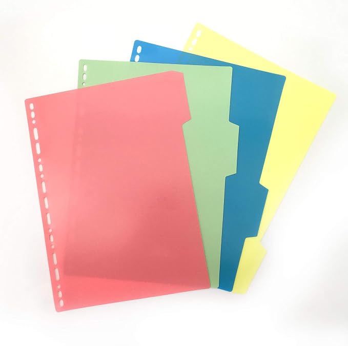 Zelten Refills/Loose Leaves for B5 Cover Ring Binder/Personal Organizer/Planner(B5 26 Holes, PVC Divider Colored)