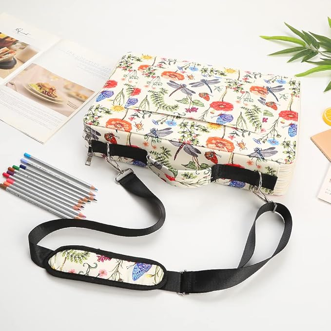 Portable Colored 384 Slots Pencil case Organizer with Printing Pattern for Watercolor Pens or Markers, Pencil Case Organizer for Artist