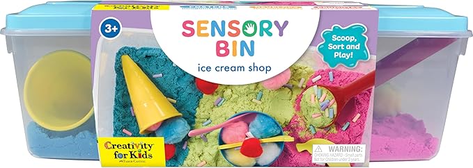 Creativity for Kids Sensory Bin: Ice Cream Shop Playset - Toddler Learning Toys, Pretend Play Ice Cream Set, Kids Gifts for Girls and Boys (Ages 3+)