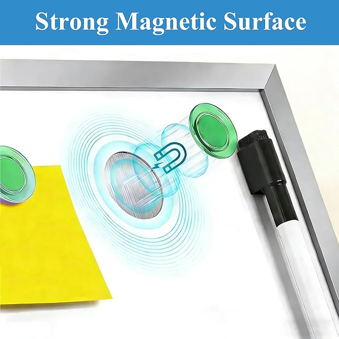Small Desk Dry Erase Board with Stand, 10" x 10" Magnetic Double-Sided Desktop Whiteboard, 10 Markers, 4 Magnets & 1 Eraser, Portable Mini Whiteboard for Office, Kitchen, Home, School