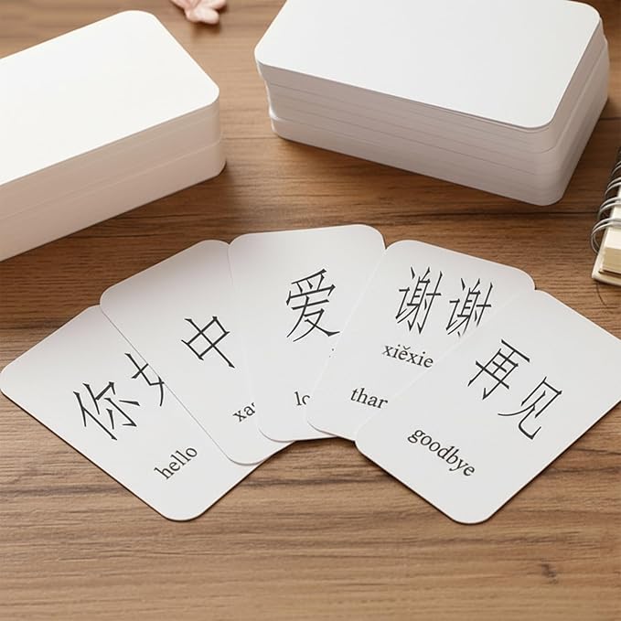 200 Pcs Blank White Round Corner Flash Paper, Small Index Cards, DIY Hard Card Stock for Memo Notes, Word Learning, 3.5” X 2.1” (Blank White)