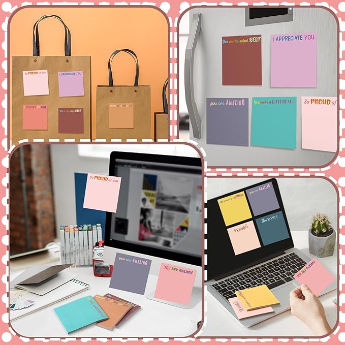 Yinder 24 Pcs Inspirational Sticky Notes Cute Motivational Sticky Notes Pad End of Year Employee Appreciation Gifts Bulk for Teacher Nurse Coworkers Office Supplies 3 x 3'' (Thank You,Vintage Style)