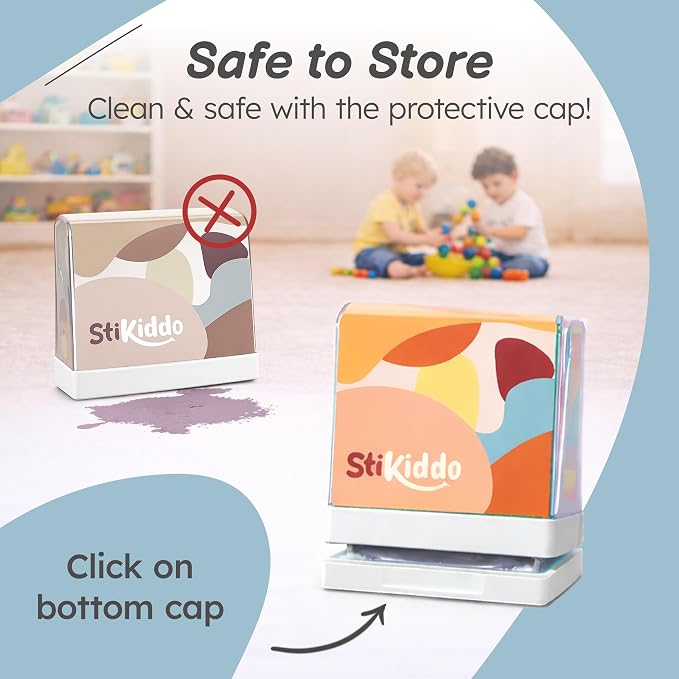 StiKiddo® Personalized Name Stamp for Clothing Kids Waterproof, Custom Name Stamp for Clothes, Paper & School Supplies, Customizable Fabric Stamp with Permanent & Waterproof Ink