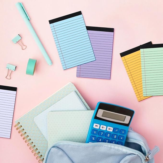 12 Pack Small Legal Pads 4x6, 12 Colors College Ruled 30 Sheets Each 80 Gsm