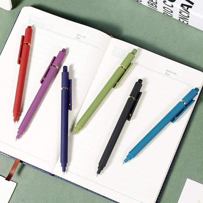 Gel Pens, 6 Pack 0.7mm Fine Point Black Ink Pens with 6 Refills, Quick Dry & No Smear, Smooth Writing Pens for Journaling, School, Office Supplies, Gifts for Women and Men