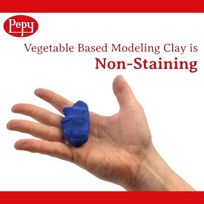 Pepy Plastilina Reusable and Non-Drying Modeling Clay; Box of 12-Color Sticks, 0.8 Ounce Each, Perfect for Arts and Crafts Projects