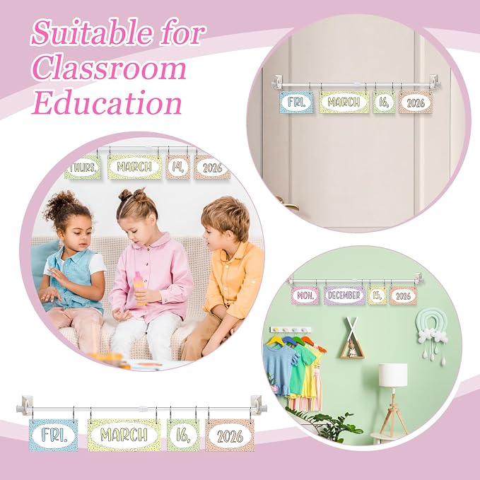Pastel Flip Calendar Bulletin Board Set Pastel Flip Calendar for Classroom Decor with Adjustable Holder 2026-2029 Years 54 Date Cards for Preschool Elementary Teacher Supplies Back to School