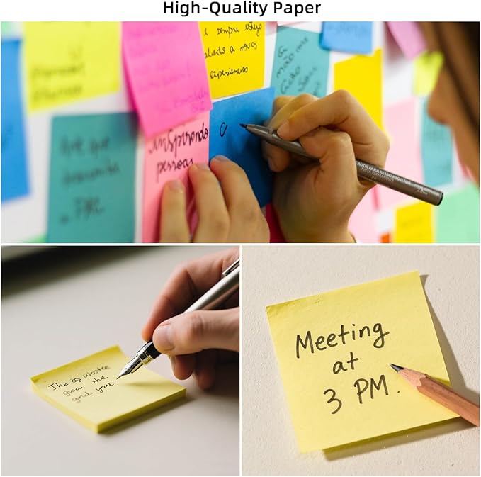 (24 Pads) Sticky Notes 3x3 Inches,Bright Colors Self-Stick Pads, Easy to Post for Home, Office, Notebook