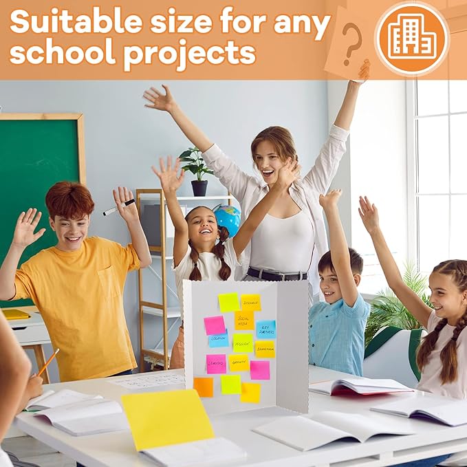 Henoyso 8 Pcs 14 x 22 Inch White Trifold Poster Board Large Tri Fold Presentation White Display Board Foldable Paperboard for Science Fair School Business Project Exhibition