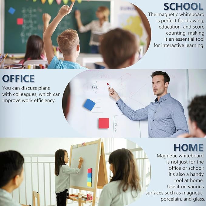 XKDOUS 12 Pack Dry Erase Eraser, Magnetic Whiteboard Eraser, Small White Board Eraser for Kids, Dry Erase Board Eraser, Mini Dry Erase Erasers Perfect for Classroom(4 Color, 2 x 2 Inch)