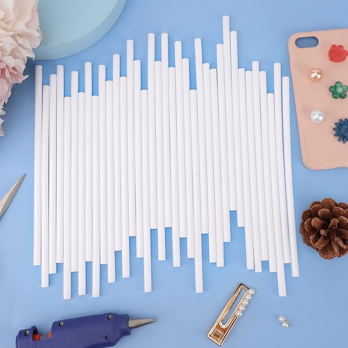 White Hot Glue Sticks Bulk, 36 Pack Mini Glue Sticks for Crafting DIY Art Gluing Project Car Dent Repair Sealing, 8" Long x 0.27" Dia