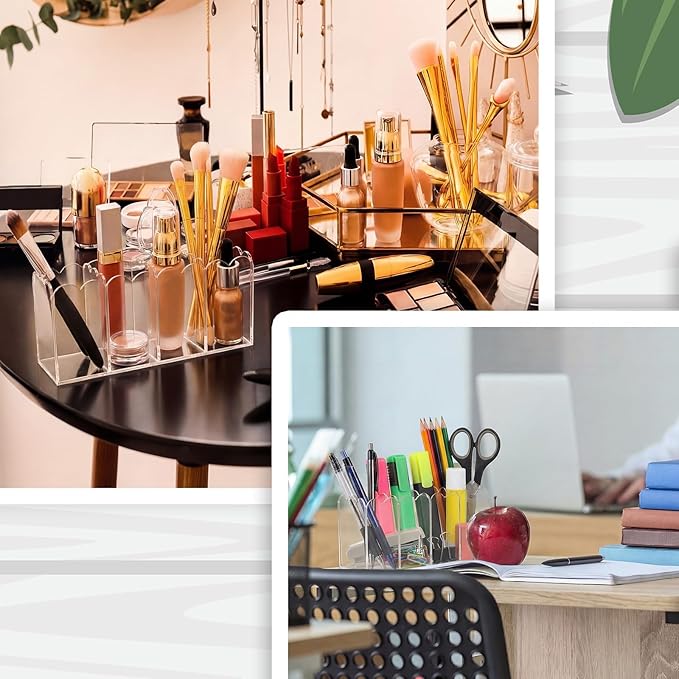 Sabary Scalloped Acrylic Dry Erase Marker Holder Whiteboard Non Slip Coastal Style Pen Holder for Fridge Locker Organizer for Work Locker Desk Accessories Pencil Cup(7.9 x 2.7 x 3.5'')