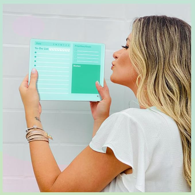 Desktop Thickened Acrylic Dry Erase Board to do List Planner Board,12"x10",Tabletop Whiteboard with Stand,Frameless Green Dry Erase White Board,for Office/Home/School