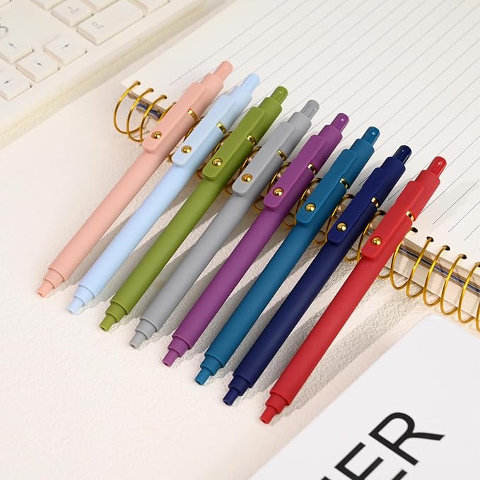 Gel Pens Colored, 8 Pack 0.5mm Fine Point Pen Color Ink, Quick Dry & No Smear, Smooth Writing Pens for Journaling, Aesthetic Office Supplies, Nurse Pens, Gifts for Women Men