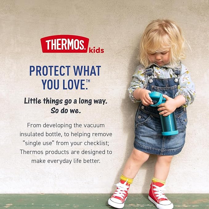 THERMOS FUNTAINER Water Bottle with Straw - 12 Ounce - Kids Stainless Steel Vacuum Insulated Water Bottle with Lid, Cool Caticorns