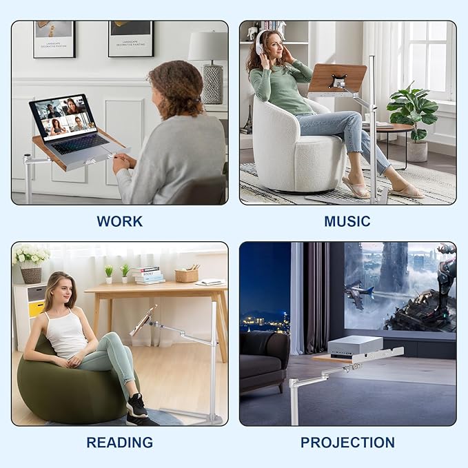Book Stand for Reading - Multiangle Adjustable Book Holders for Reading Hands Free,Book Holder Stand with an Elastic Book Clip for Holding Books,Laptops,Tablets,Mobile Phones,Projectors