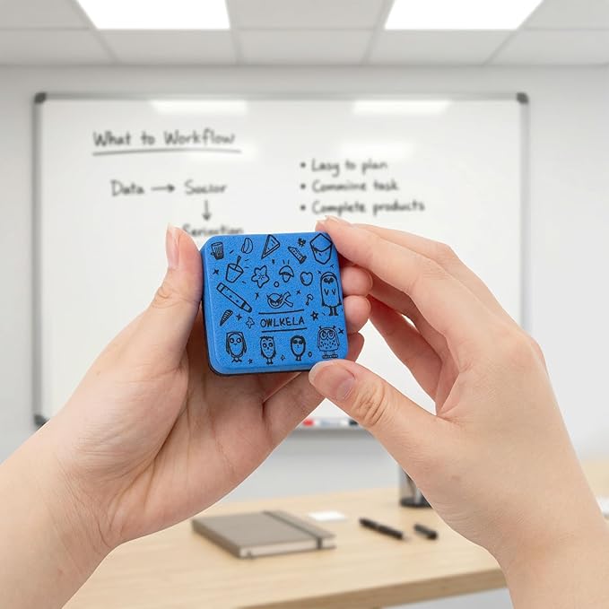 OWLKELA 30Pcs Dry Erase Erasers, Magnetic Whiteboard Eraser, Mini Whiteboard Cleaning Pads for Classroom, Office and Home, Blue&Red