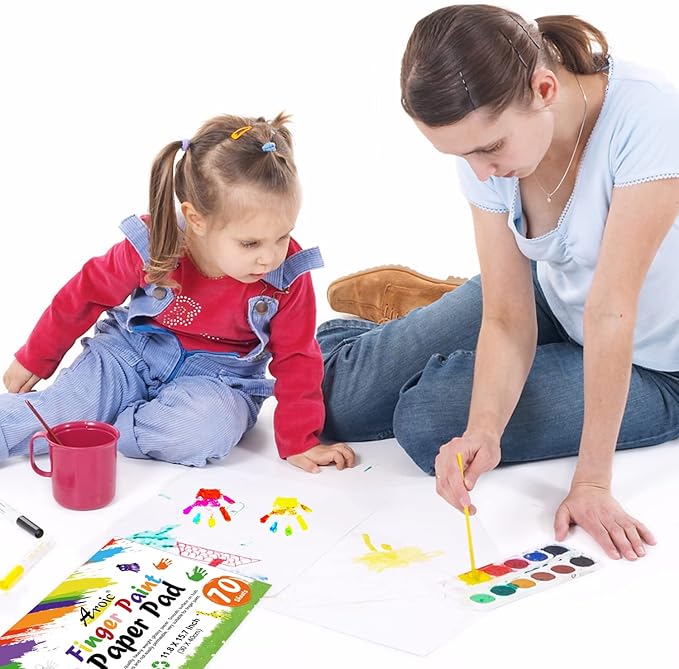 70 Sheets Finger Paint Paper, 11.8" x 15.7" Thick Art Paper for Kids & Toddlers, Ideal for Finger Painting, Crayons, Watercolor, Markers, Classroom Home Art Projects, Gift for Toddlers