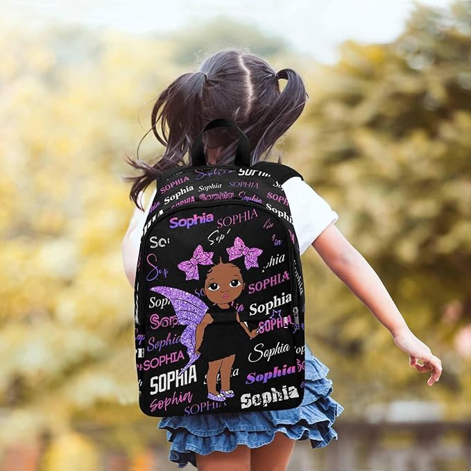 M YESCUSTOM Personalized School Backpack for Girls Kids Text Backpack with Lunch Box Lightweight Preschool Elementary Boys BookBags Set, Travel Daypack Shoulder Bag for Teenager