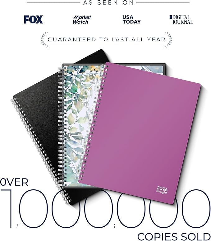 Ensight 2026 Appointment Book and Planner 6.5" x 8.5" Large Hourly Weekly Daily Schedule Book with Tabs, 30 Minute Time Slots, Magenta Calendar Organizer Jan 2026โDec 2026 Appointment Planner - Magenta