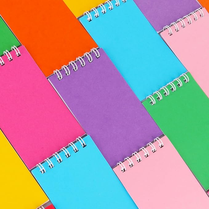 Hooqict 24 Pack Small Pocket Notebook Mini Notebooks Bulk Small Spiral Notepads with 8 Colors, Memo Note Pads for Kids, Work, Office, School, 3.9 x 2.4 Inches