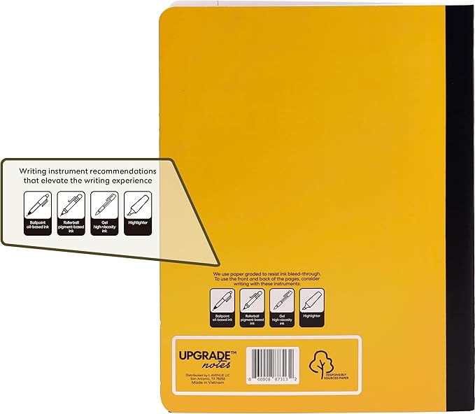 Composition Notebook, Wide-Ruled Paper, Resist Ink Bleed-through,100 Sheets Notebook Size 9.75” x 7.5”, Assorted Solid Colors, 72 Case-Pack