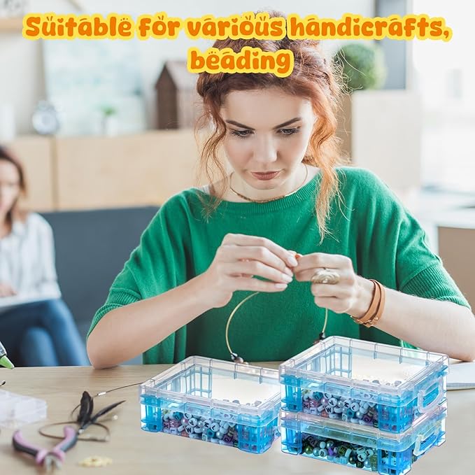 Suzile 25 Pcs Plastic Crayon Boxes with Snap Lids Crayon Storage Organizer Stackable Container Bulk Pencil Case for Pen Crafts Classroom Supplies(Blue)