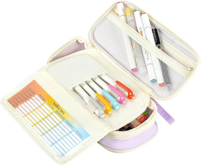 YOKUMA Pencil Case Cute Pencil Pouch for Girls Big Capacity Pen Bag Box, Kawaii Aesthetic College School Supplies for Student Teen Adults Preppy, Purple