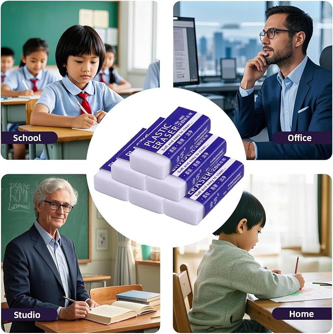 White Erasers, Artist Eraser for Drawing Art Sketching, Pencil Erasers for Kids Bulk Students School Supplies Office (8)