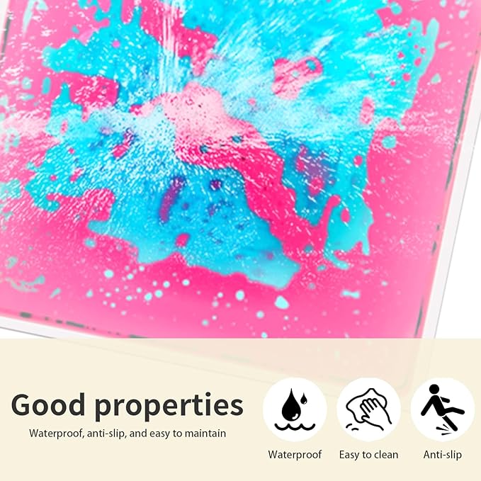 Sensory Liquid Floor Tiles for Kids: Liquid Fusion Activity Mpack with 9 One-Piece Glue-Free Sealing - Autism Toddler Must Haves Educational Sensory Water Play Mats Indoor(12x12inch)
