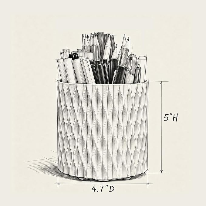 Lebenrich Aesthetic Black Pen Holder for Desk, Rotating Plastic Desk Pencil Holder Organizer for Home School Office