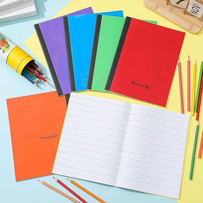 Henoyso 6 Pcs Primary Composition Notebook K-2, Wide Ruled 9.75" x 7.5" Journals, 60 Pages, Writing & Handwriting Practice for Kindergarten, 1st & 2nd Grade, Back to School Supplies (Stylish Color)