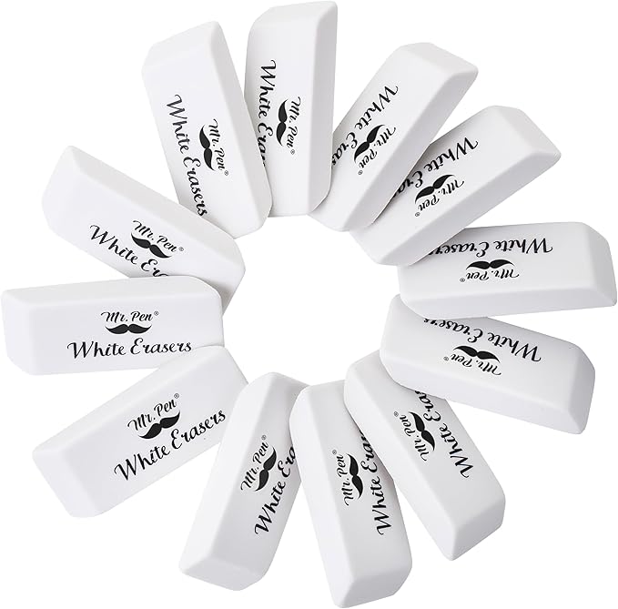 Mr. Pen- White Pencil Erasers Bulk, 48 Pack