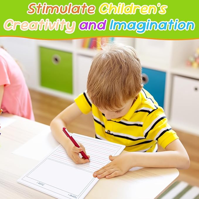 zmybcpack 2 Pack Write Beginner Paper for Kids, 8.5"x11" Story Writing Paper for Kids to Write Story, Primary Composition Notepad(100 Sheets Each, Double-Sided Printing)