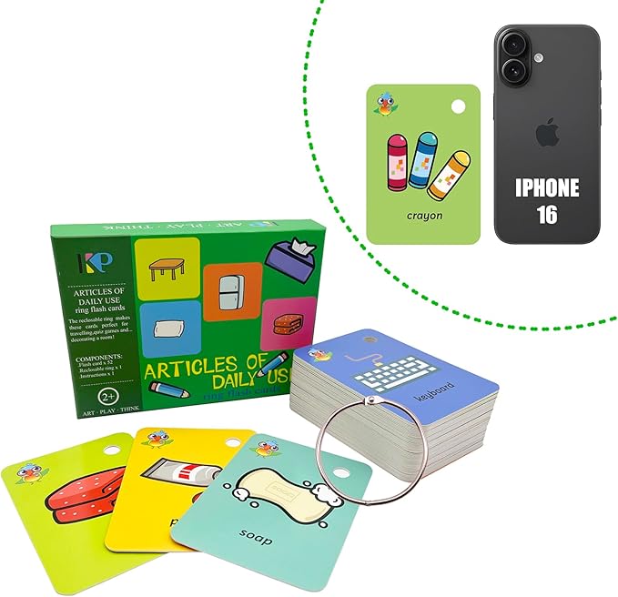Preschool Toddler Flash Cards Sight Words with Pictures Learning Flash Cards for Kids Kindergarten 52 Pcs Articles of Daily Use with Ring(Articles of Daily Use)