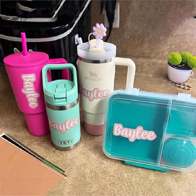Personalized Waterproof Name Stickers - Daycare, School, and Office Labels for Bottles, Cups, Containers, Lunch Boxes, Laptop & Supplies (Desin 1)